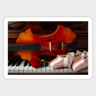 Baroque Violin And Ballet Slippers With Red Rose Sticker